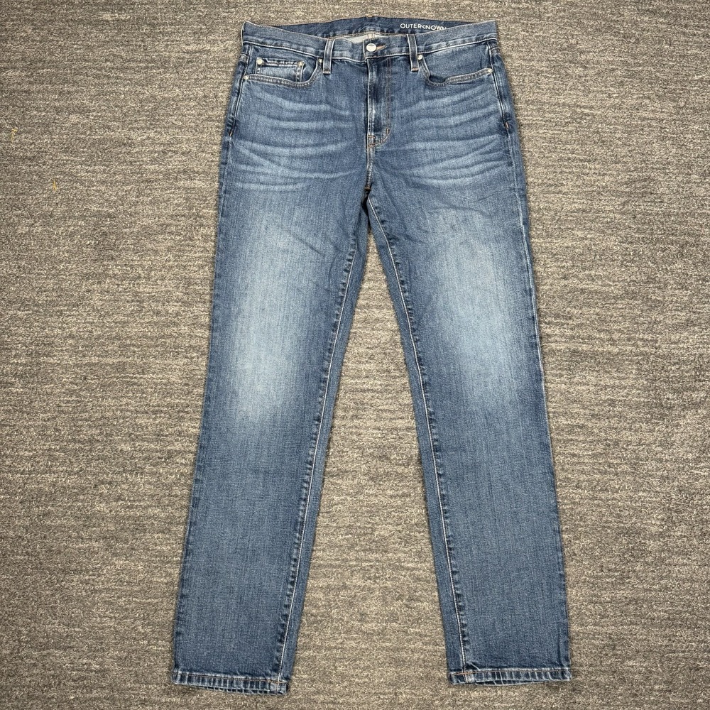 Outerknown Sea Jeans Mens 32x32 Blue Local Straight Fit Organic Cotton Whiskered